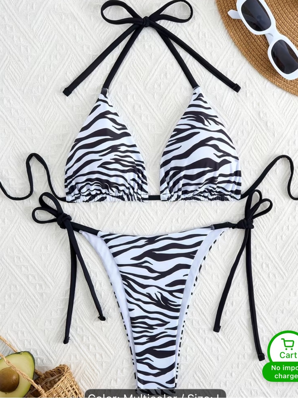 Black and White Zebra Print Bikini